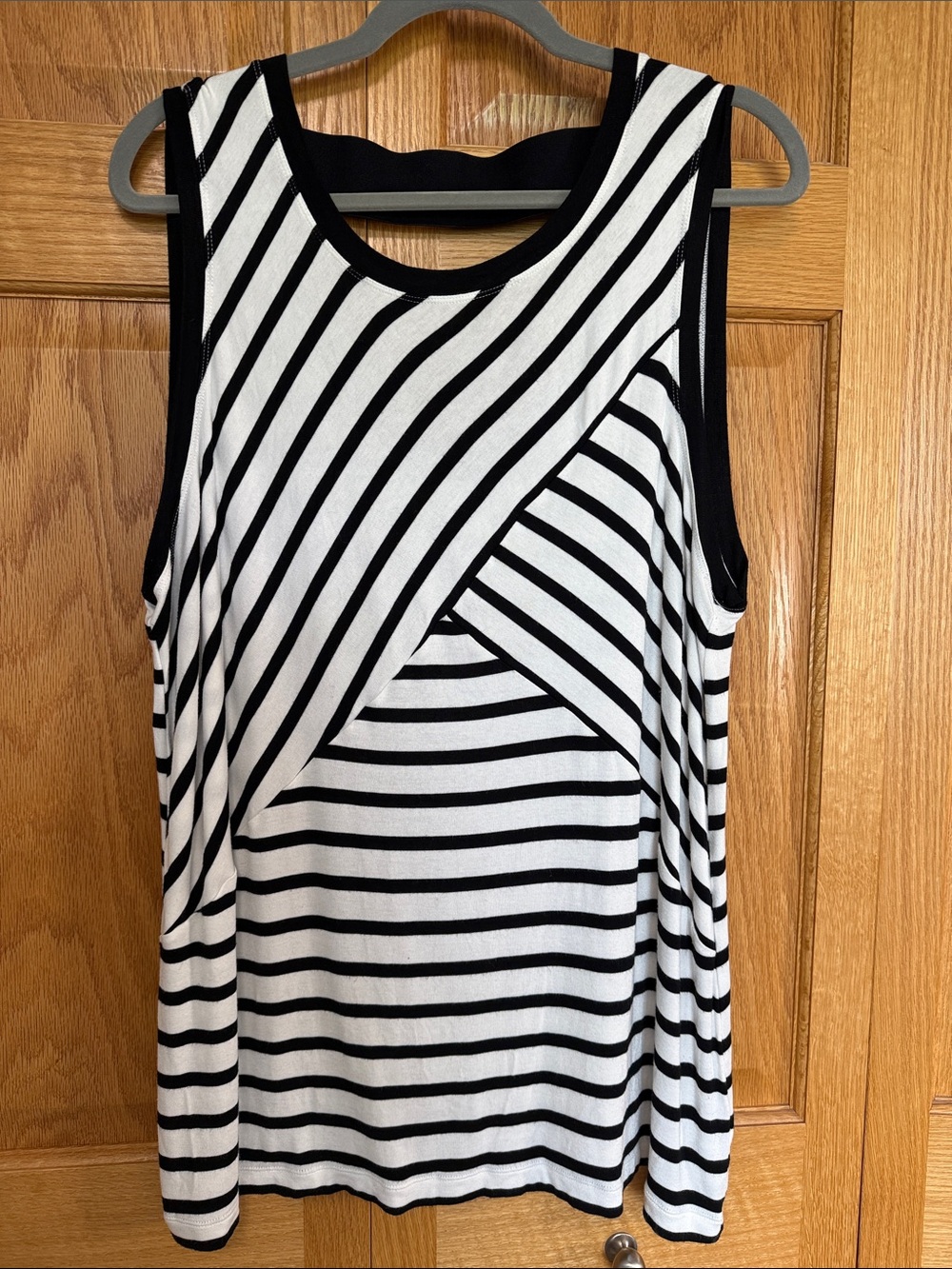 CAbi Black & White Striped Sleeveless Tank #5820